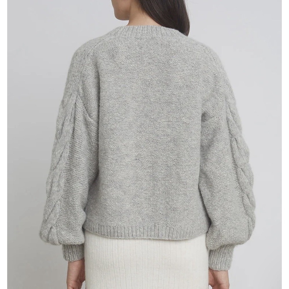 Eleven Six Vaida Sweater Women's M/L Pale Grey Hand Knit Baby Alpaca Wool $398 - Picture 2 of 14